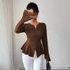 Korean Style Slim Fit Long Sleeve Top for Women - Flattering and Elegant Autumn/Winter Wear