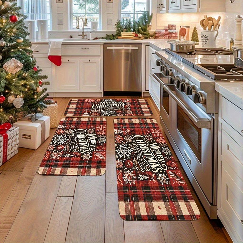 1PC MERRY CHRISTMAS Kitchen Rug Non-Slip Door Mat Pop Design Bathroom Rug Bath Mat Carpet for Home Sink Laundry Decoreeree