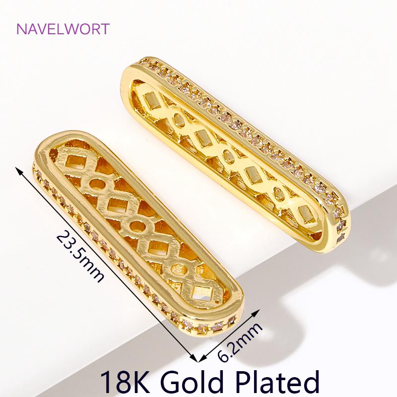 18K Gold Plated Inlaid Zircon Multi Strands Spacer Beads Bar,Bracelets Separators Bar,For Jewelry Making Supplies DIY Findings