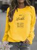 Women's Printed Letter Pattern Round Neck Hoodie