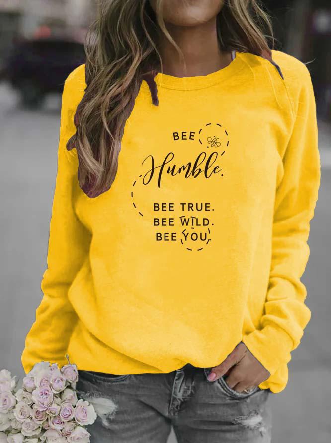 Women's Printed Letter Pattern Round Neck Hoodie