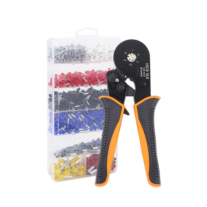 HSC8 16-6 Self-Adjusting Crimping Pliers for VE Tube and Pin Terminals, Purple Copper/Brass, 0.08-16mm.