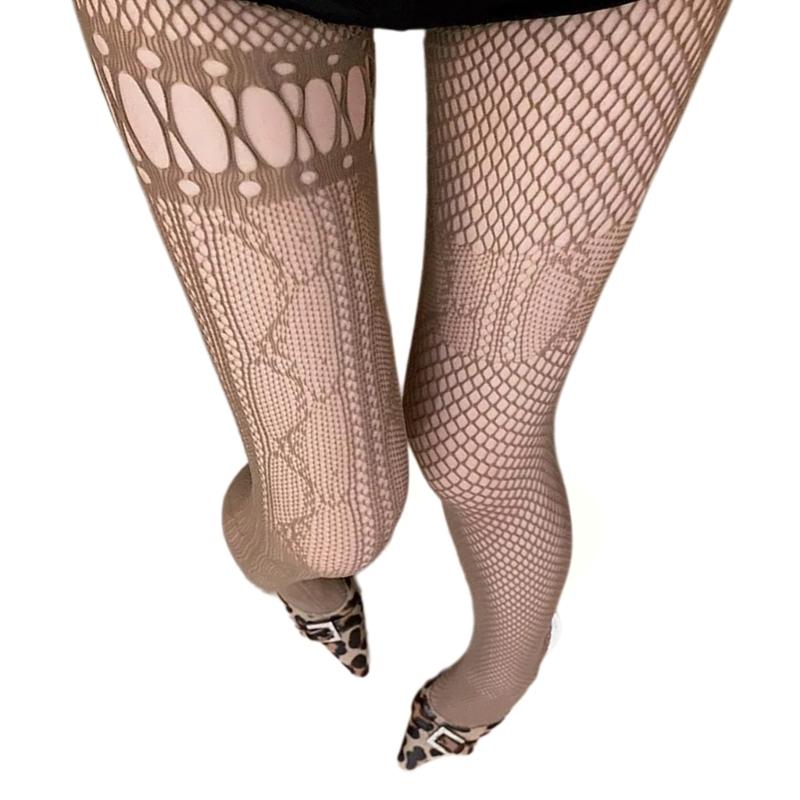 Women Lace Patterned Fishnet Tights High Waist Fishnets Leggings Net Stockings Pantyhose Thigh High Stockings Hosiery