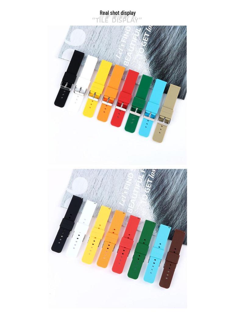 Bracelet de Montre Connectée en Silicone Imperméable Multicolore avec Barres à Dégagement Rapide en Tailles 16/18/20/22/24 mm