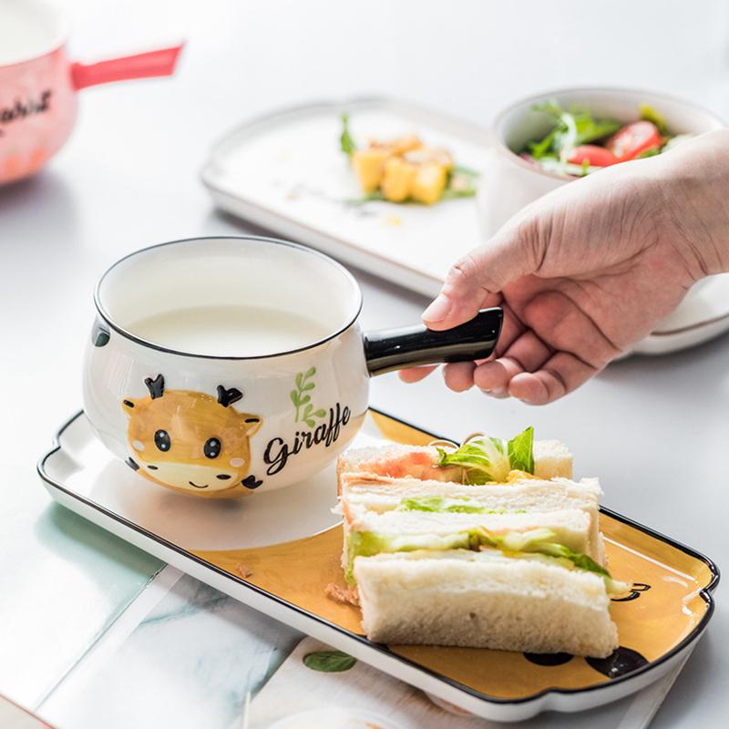 1 Set Cartoon Kaninchen Schüssel Schüssel Keramik Frühstück Platte Haferflocken Schüssel für Kinder Dessert Platte Milch Behälter