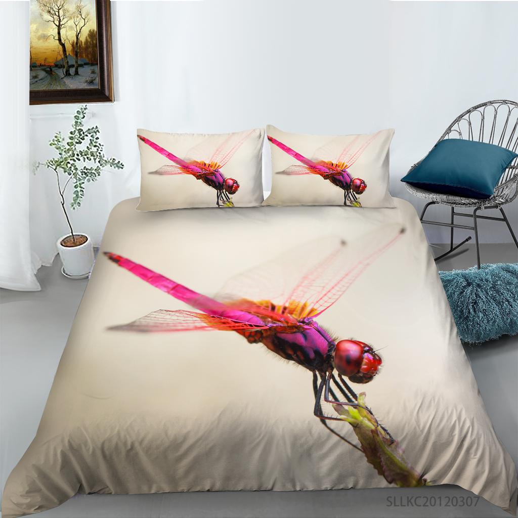 Vânzare caldă imprimare cu libelule, textile pentru acasă, așternut, costum, insecte, nou moda, microfibră, lavabilă, huse de pilotă