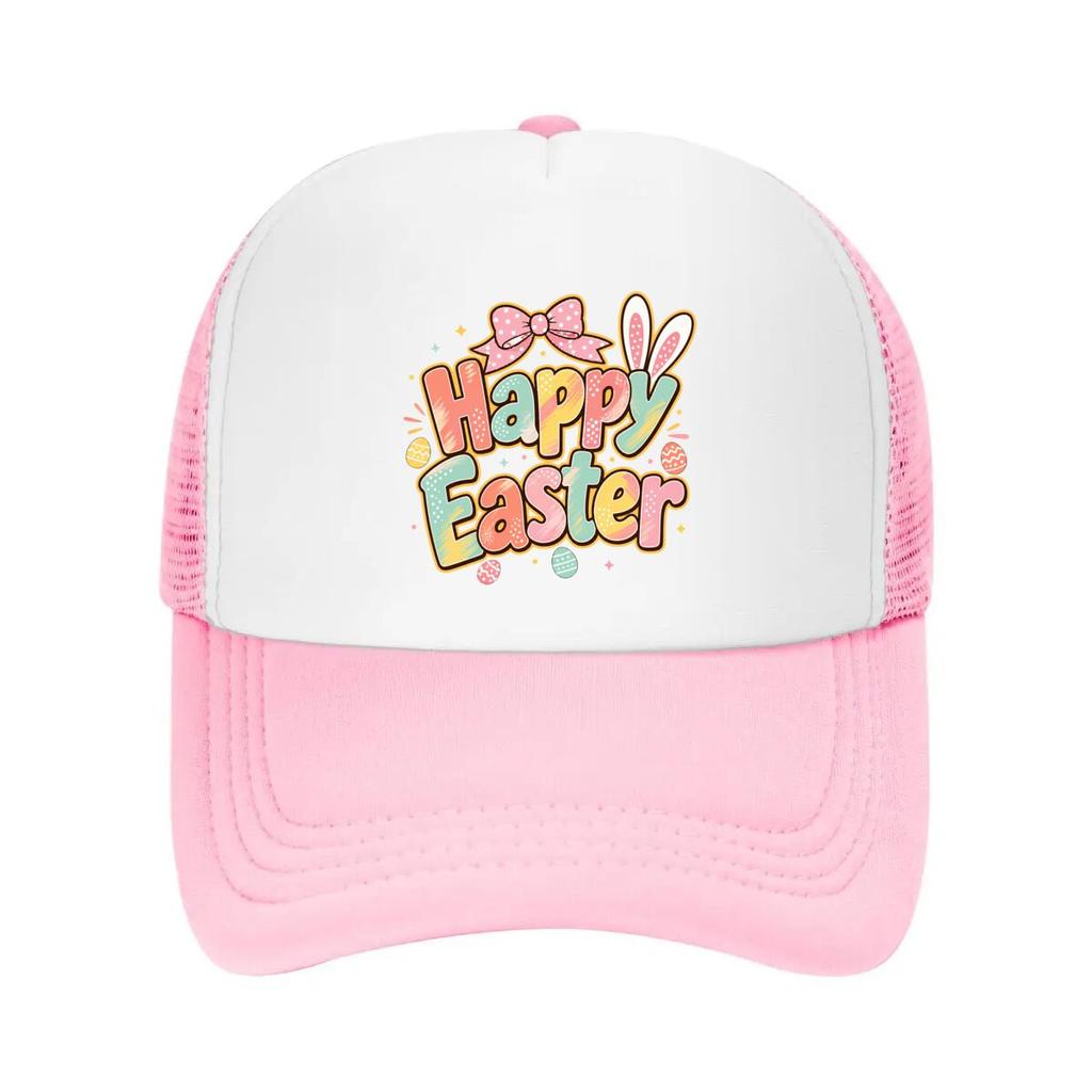 Pastel Bunny Lettering Spring Celebr Mesh Baseball Cap Casual Hat Outdoor For Womens Unisex FeUnisex