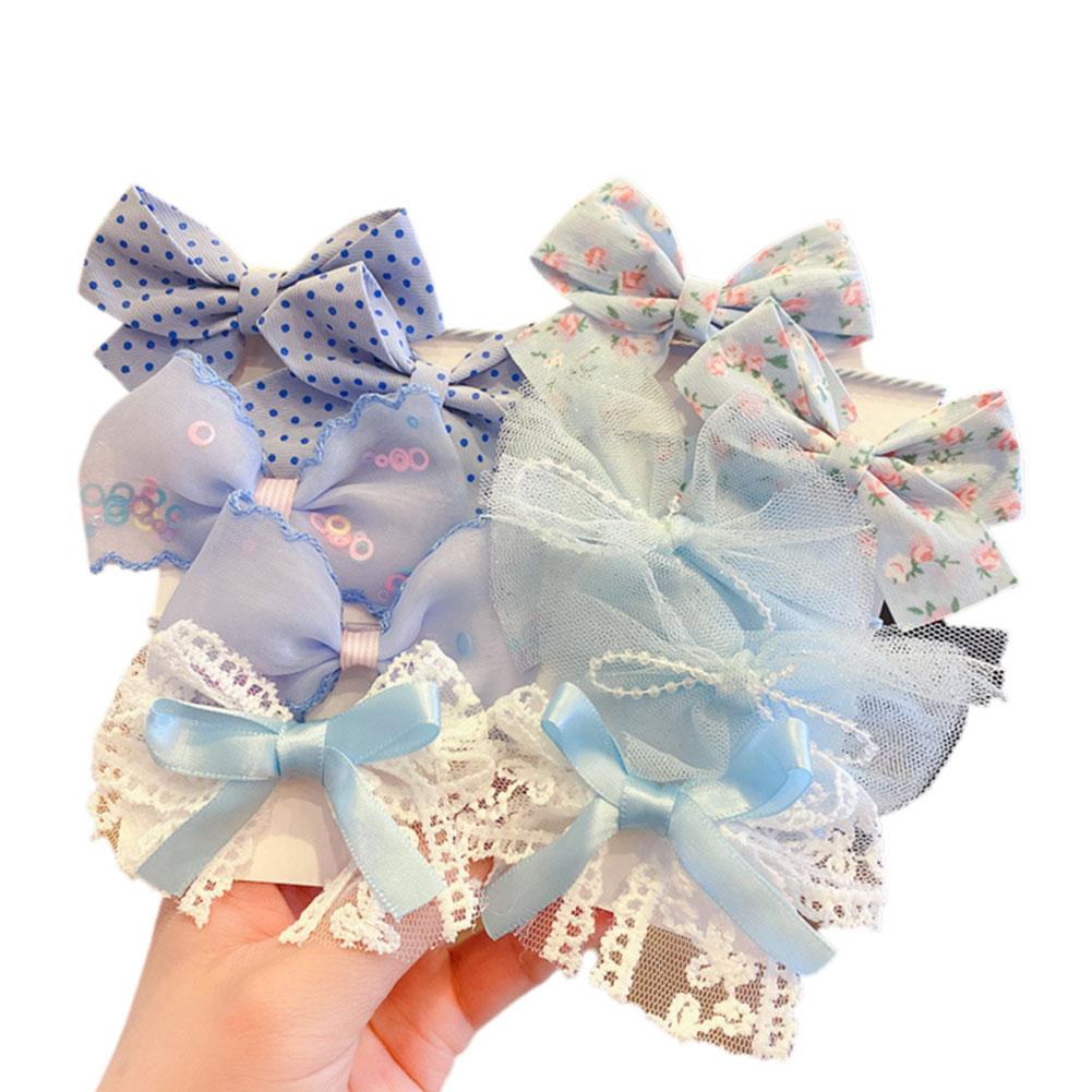 10pcs/set Flower Bowknot Elastics Hair Ties For Girl Bands Hair Children DIY Accessories Bands J9J2