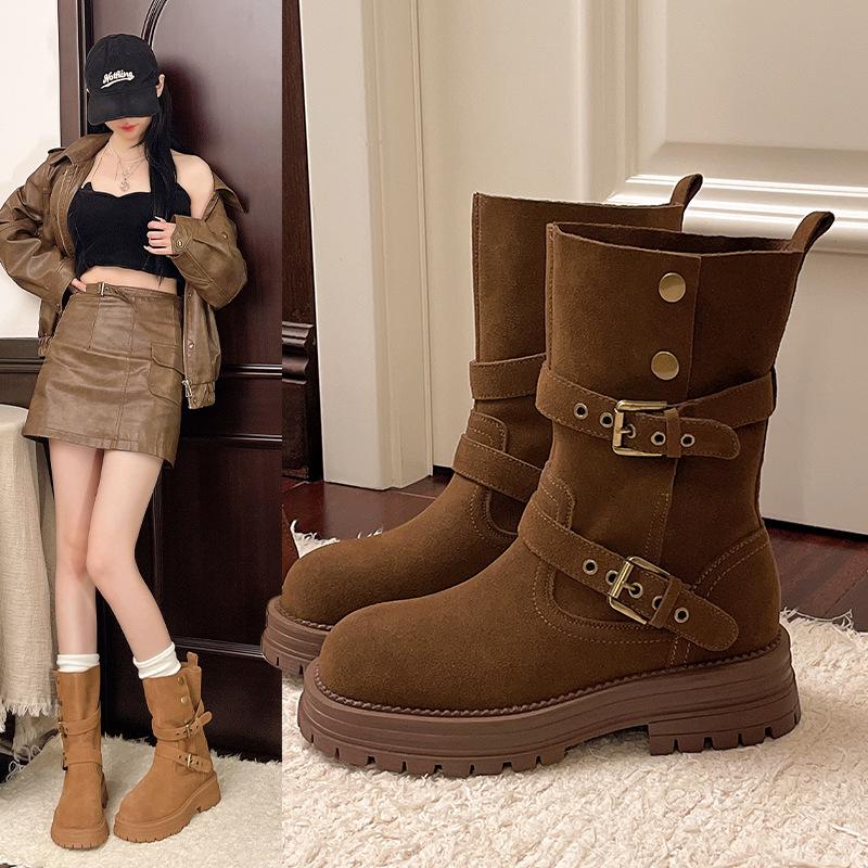 Thick-soled Versatile Fashion Boots Women's 2025 New Autumn Fashion Small Height-increasing Short Boots Versatile Temperament Trouser Tube Boots
