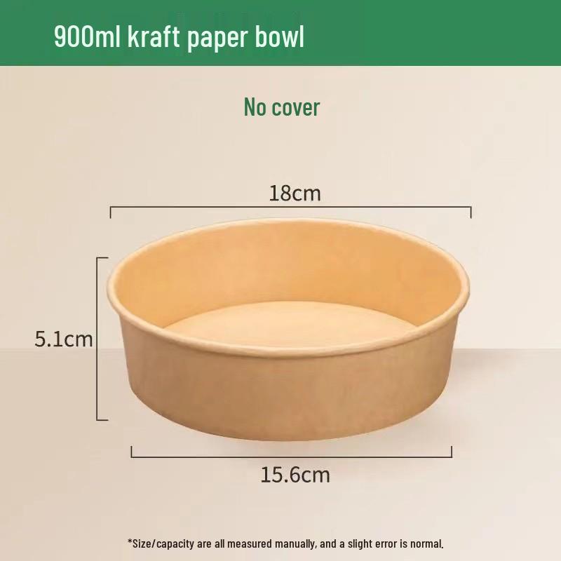 Kraft Paper Disposable Bowl - Ideal for Rice, Salad, Lunch, Takeout, Fast Food, and Fruit.