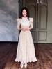 2024 Floral Lace Lapel Slim Fit Dress with Doll Collar