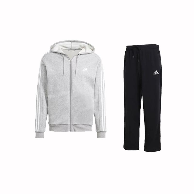 

Adidas Striped Color Block Long Sleeve Hoodie With Solid Logo Drawstring Long Casual Sports Set Men sportswear IJ6479+-GK9273 XL