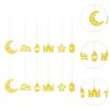 12x Ramadan Hanging Ornaments Rustic Eid Mubarak Pendants for Wall Tree Door