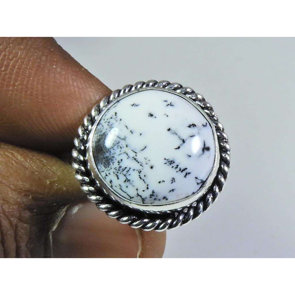 Natural Dendrite Opal Gemstone 925 Solid Sterling Silver Ring Size US-8.5 PG-169
