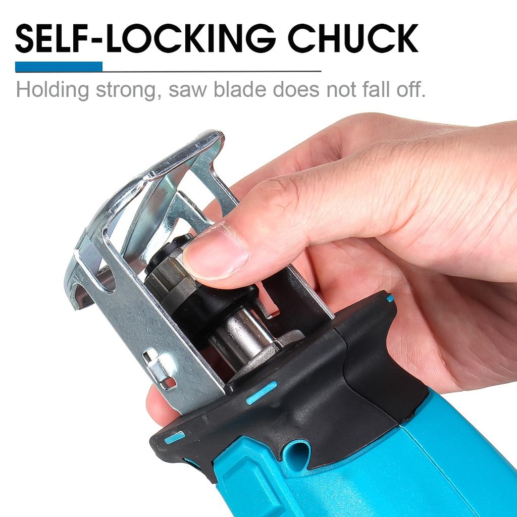 Blue Cordless Electric Reciprocating Saw with 1/2PC Li-ion Battery Wood Metal PVC Pipe Cutting Tool