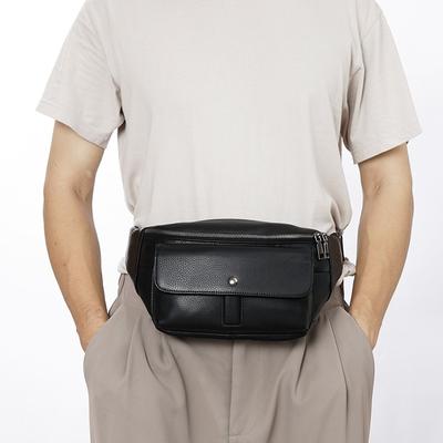 Herren Hüfttasche aus echtem Leder, modisch, lässig, große Kapazität, Schultertasche, Oberschicht aus Rindsleder, Sporttasche
