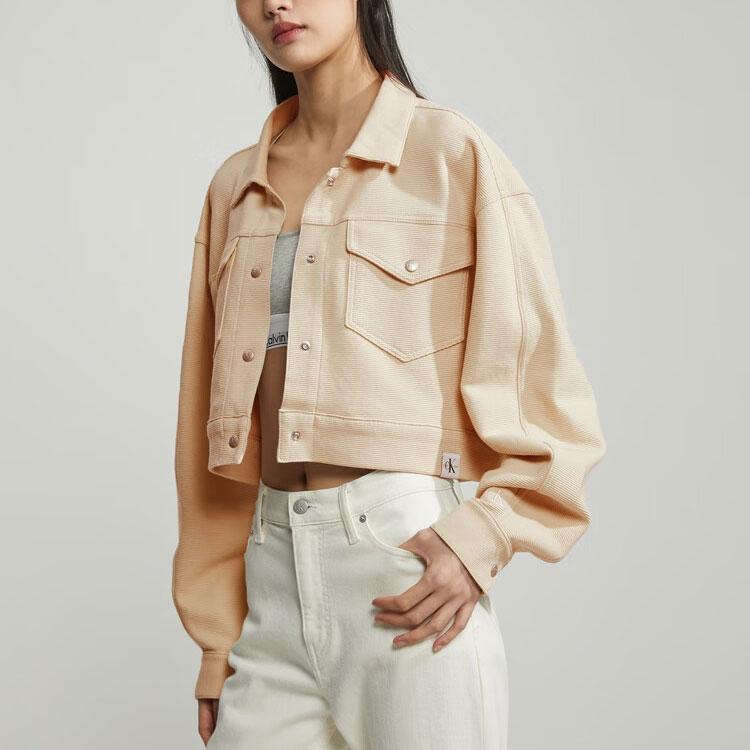 Calvin Klein SS23 Solid Color Pocket Straight Jacket Women Outerwear Lotus-Pink J221056-ACI