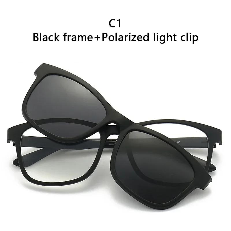 6 in 1 Polarized Myopia Sunglasses Men Mirror Various Magnetic Clip-on Glasses Prescription Women Eyewear Frame -0.5 to -10