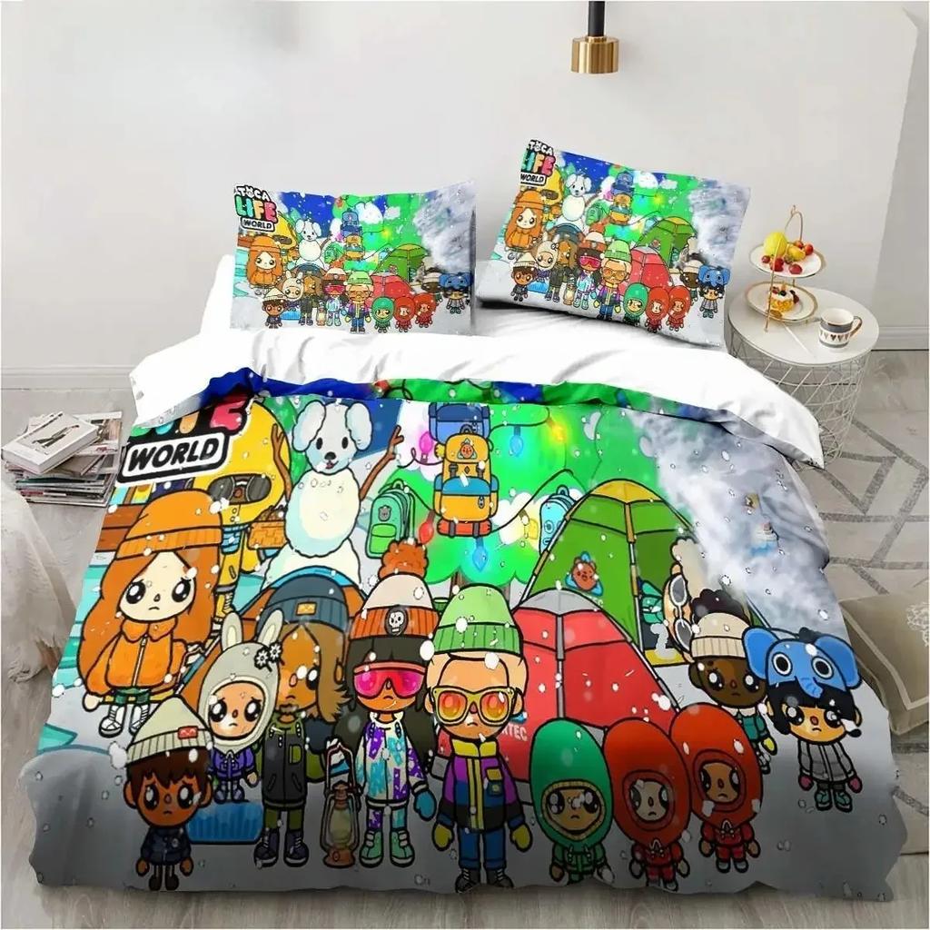 3D Cartoon Game Toca Life World Bedding Set Duvet Cover Bed Set Quilt Cover Pillowcase Comforter king Queen Size Boys Adult