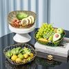 Gold Rim Crystal Fruit Bowl Diamond Cut Texture Shatter Resistant Food Safe Dish for Wedding Party Home Decor Use