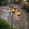 Landscape Lighting for Lawns Solar Kingfisher Garden Stake Light, Metal Bird Yard Art with Hanging Lantern, Auto-On Decorative LED Waterproof Outdoor