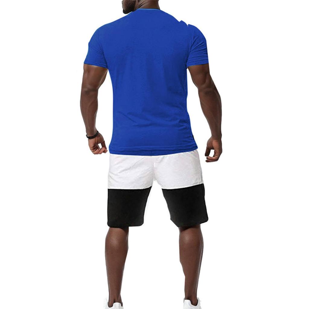 Men's Leisure Color Matching Short Sleeves Shorts Set