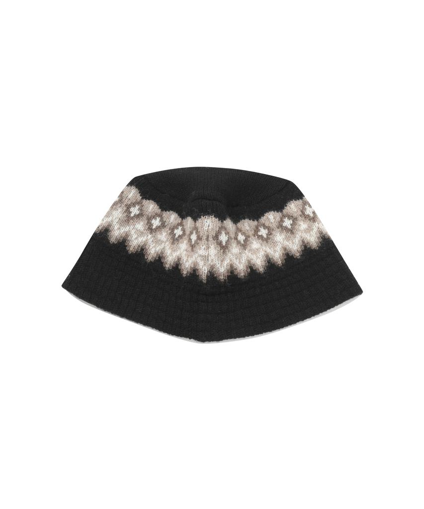 COVERNAT Logo Jacquard Lambswool Bucket Hat Black