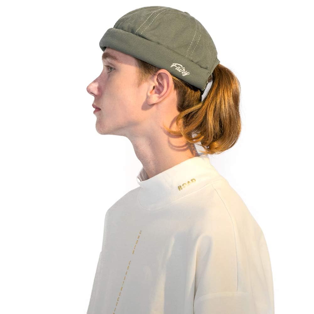 Croogo Work Round Roll and Retro Cap Cap, Brimless, Watch, Fisherman's Cap, Cap, Adjustable, Oversized, Men's Women's, (CT22-Green)