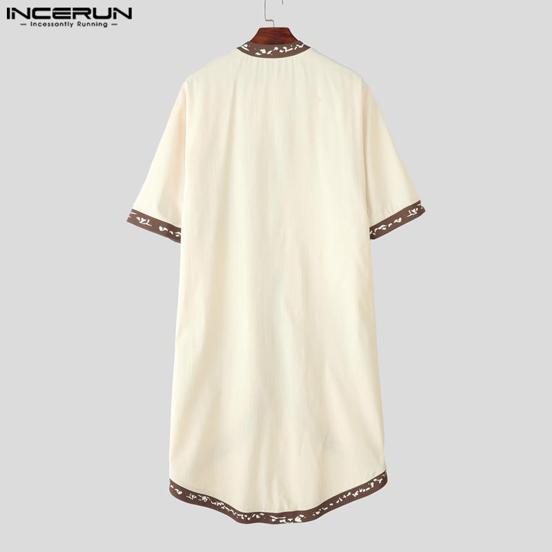 INCERUN Men Half Sleeve Stitching Floral Print Casual Irregular Long Cardigan Tops