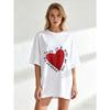 Übergroßes Damen-T-Shirt mit kurzen Ärmeln, rotem Herz und Textaufdruck "Love is A Kiss on The Forehead"