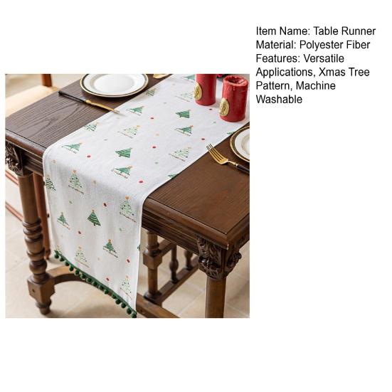 Yousheng Christmas Table Runner Retro Xmas Tree Table Runner Festive Dining Table Decoration Cloth for Holiday Dinner Party Family Gathering