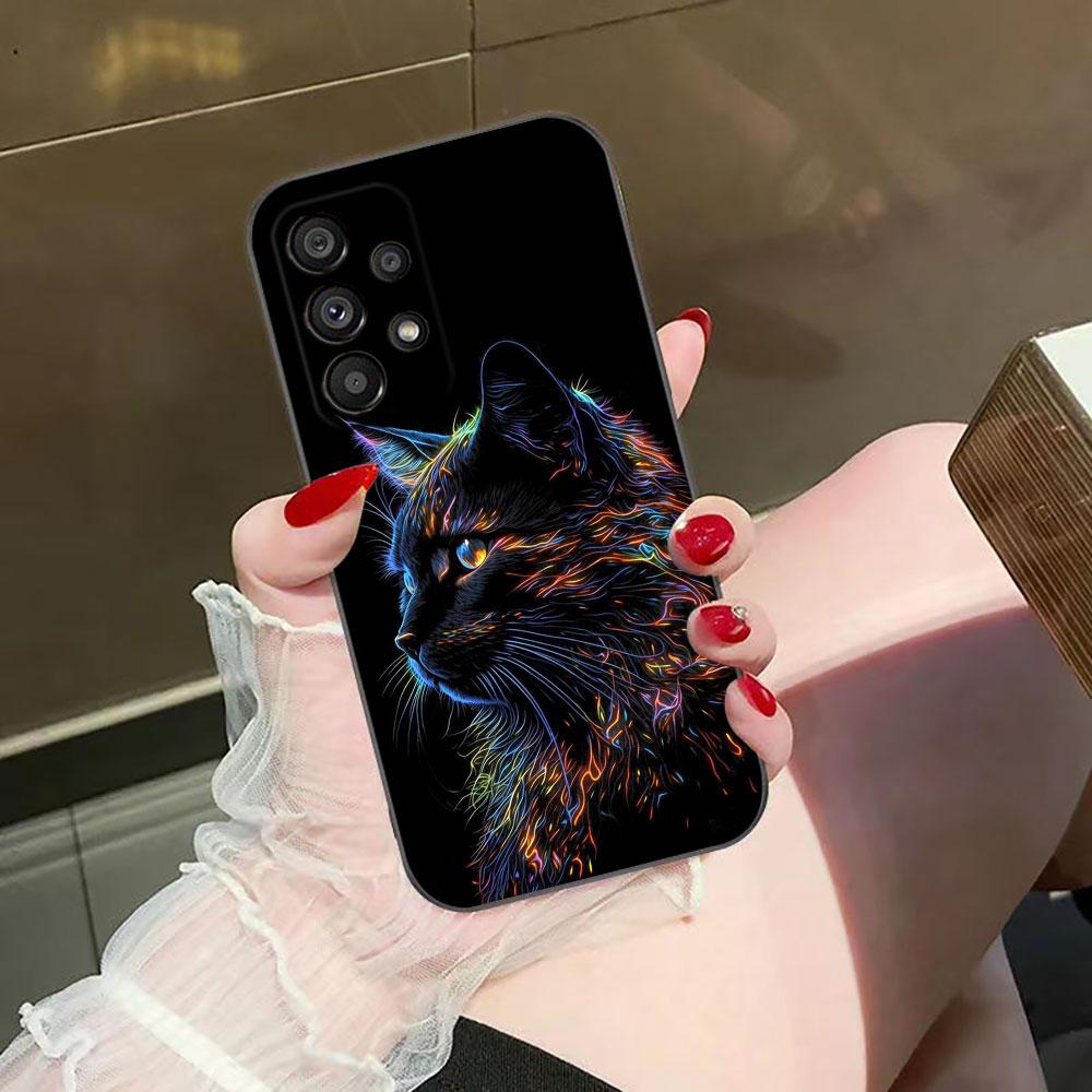 Black Cat Staring Eye Phone Case For Samsung Galaxy A72 A71 A55 A54 A53 A52 A42 A35 A34 A33 A32 A23 A22 A21S A20S A14 Case Funda