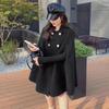 Jeseň a zima Dvojradové ženy Pelerína Voľná ​​Čistá farba Dámsky Kabát Móda Elegantná Lapel Lady Oversized Poncho