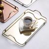 Nordisk Rektangulär Spegelbricka i Rostfritt Stål med Handtag Serveringsbrickor för Kaffebar Elegant Förvaringsfat för Tekanna och Koppar