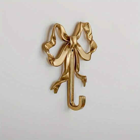 1/2Pcs Decorative Bow Hanger Hat Hooks Strong Load-bearing Simple Installation Wall Mount Bow Shaped Towel Hooks