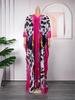 African Women's Plus Size Chiffon Print Beach Dress and Robe Set