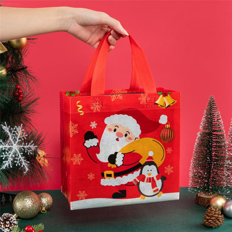 StoBag, Froh und Hell, Weihnachtliche Vliestaschen, Weihnachtsmann, Rentier, Schneeflocke, Verpackung für Geschenk, Wiederverwendbar, 12/30 Stück
