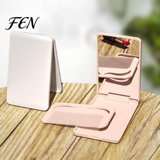 Portable Hair Comb Folding Makeup Mirror with Comb, Compact Travel Cosmetic Mirror, Pocket Beauty Accessory Size & Detangling for Women Girls Styling
