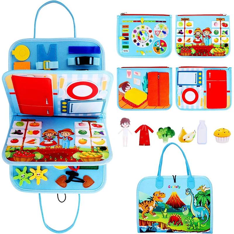 Motricità Educazione Precoce Giocattoli per Imparare Montessori Busy Book Giocattoli Educativi per Bambini Piccoli Attività Portatile Tavola da Viaggio Fine