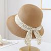 Summer Wide-Brimmed Straw Hat for Women with Ribbon Versatile Vacation Seaside Beach Hat