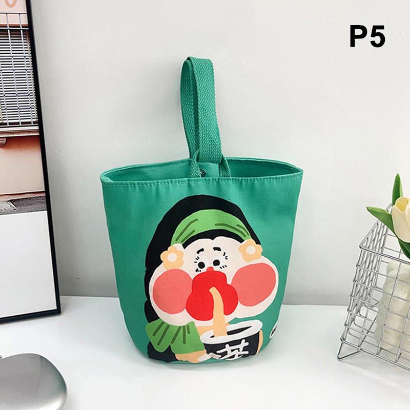 

Женская сумка через плечо Милая мультяшная сумка-ведро с принтом Портативная сумка-цилиндр Холщовая сумка-тоут Студенческие сумки для ланча для девочек