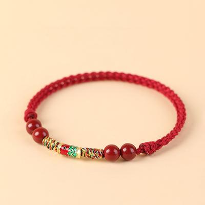 Pulsera de Cuerda Roja Pura de Carpa de la Suerte para Mujeres Hombres Estilo Chino Cinabrio Hecha a Mano Ajustable Pulsera Trenzada Amuleto Joyería Regalos