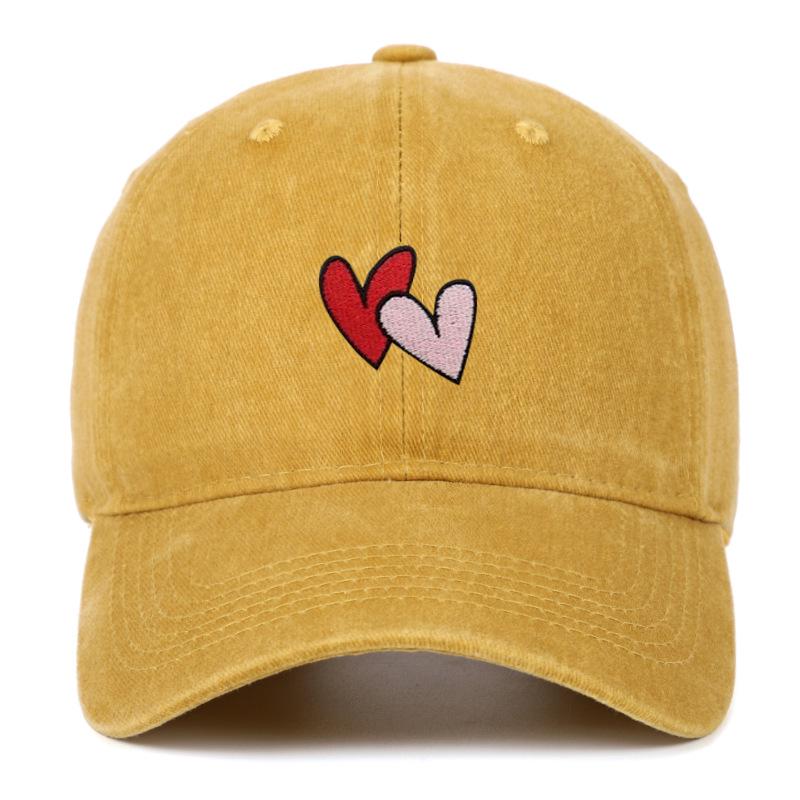 Versatile Vintage Peach Heart Embroidery Baseball Cap - Korean Style, Thin, Soft Brim, Spring/Summer, Unisex