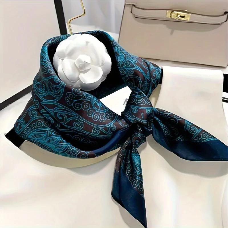 Luxury Paisley Print Square Scarf Hijab Women Satin Silk-like Bandana Headband Neckerchief Female Hair Band Wrap Shawls Foulard
