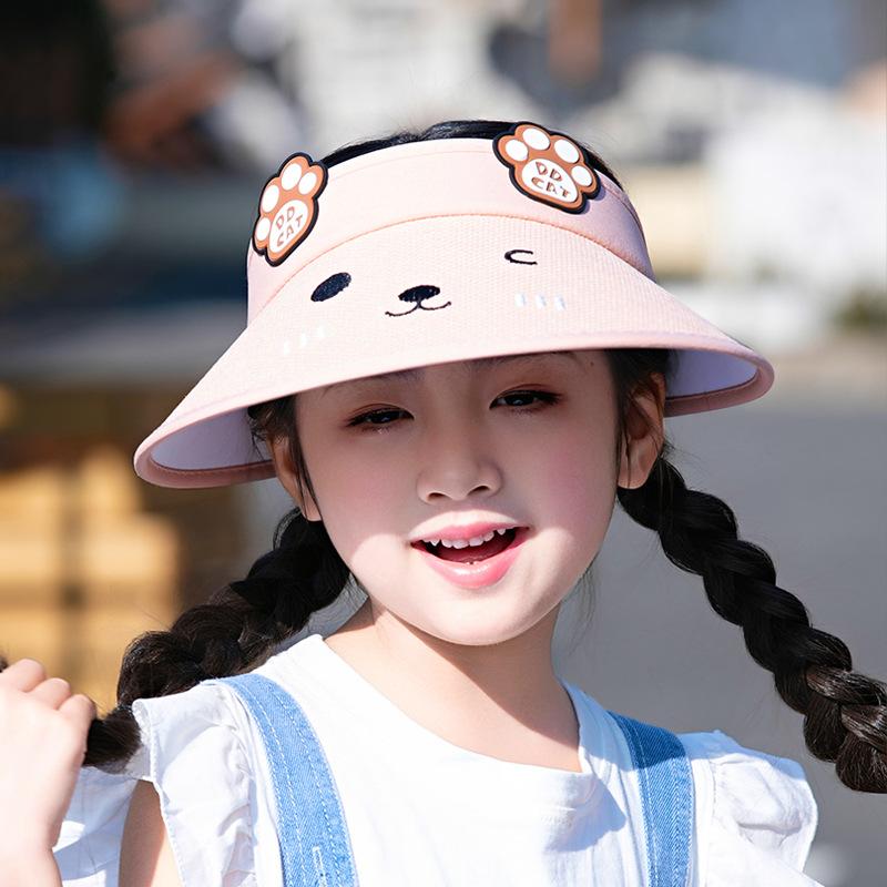 

1093 children s hats cartoon cute cat big eaves empty top sun protection hat summer outdoor boy and girl sun hat
