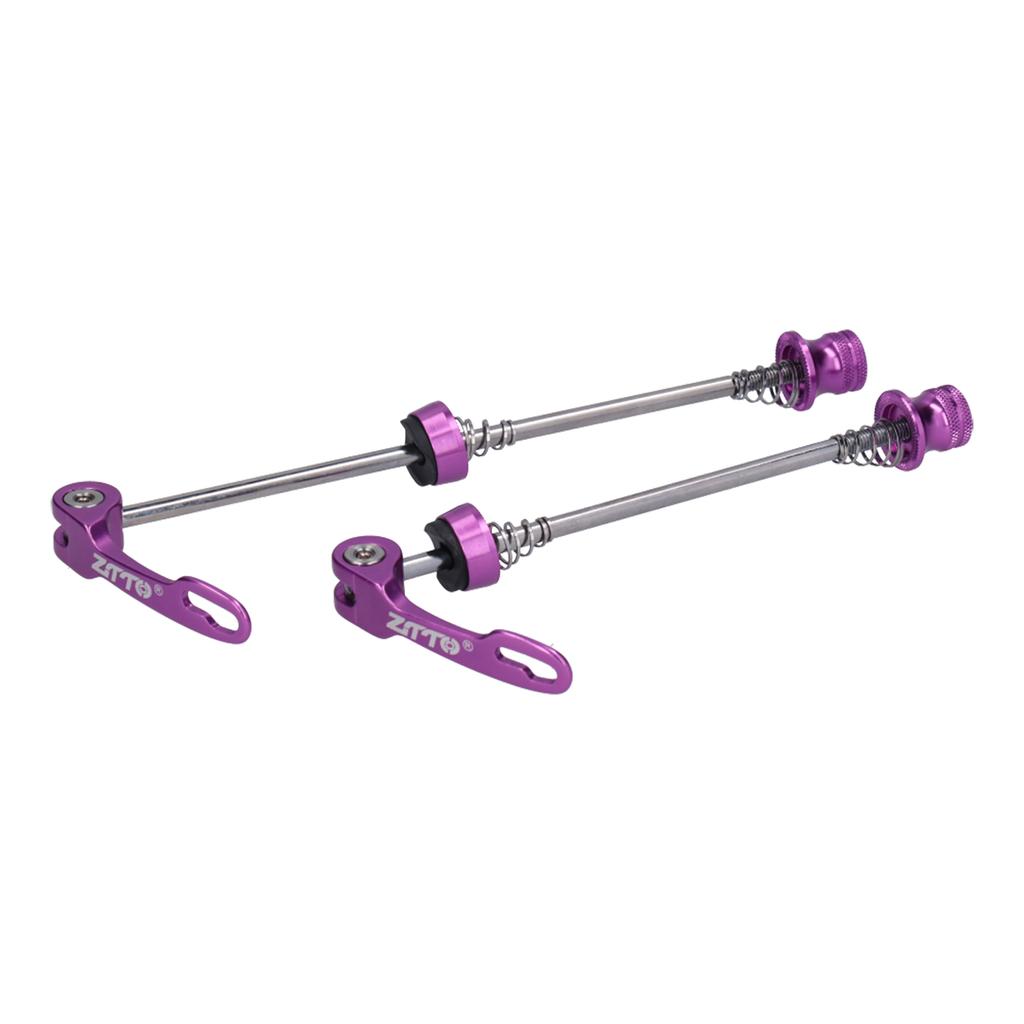 ZTTO 2 pezzi spiedini a sgancio rapido per bicicletta da montagna su strada, accessorio per spiedini anteriori e posteriori per bici, viola