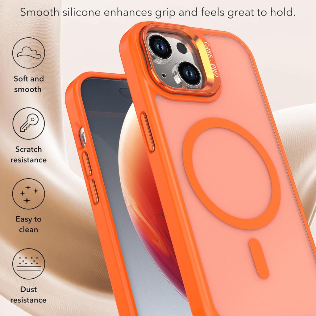For iPhone 14/13 Case Foldable Kickstand Matte PC + TPU Phone Cover Compatible with MagSafe
