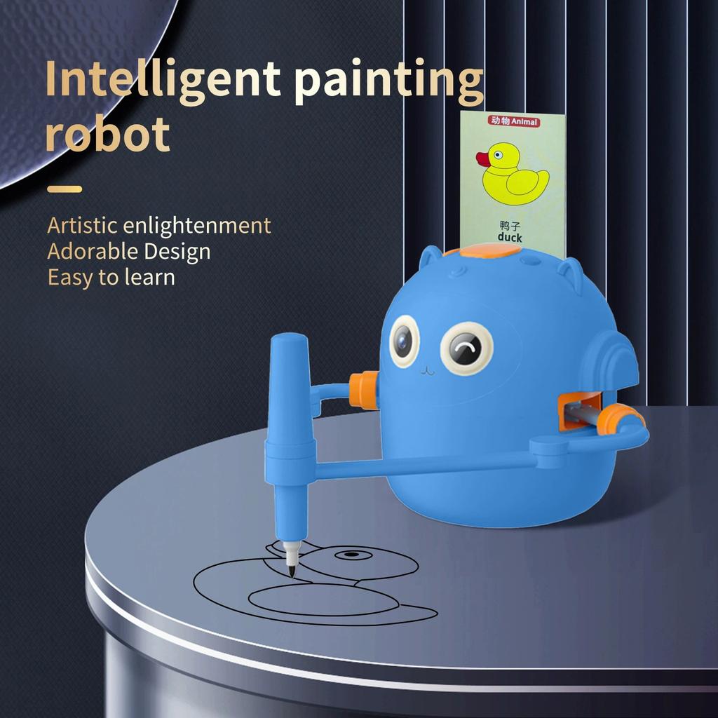 100ml Çocuk Çizim Robotu-100 Çizim Kartı Çizim Robotu, Sesli Etkileşimli Robot Çizim Oyuncağı, Çizim Etkileşimli Eğitici Robot