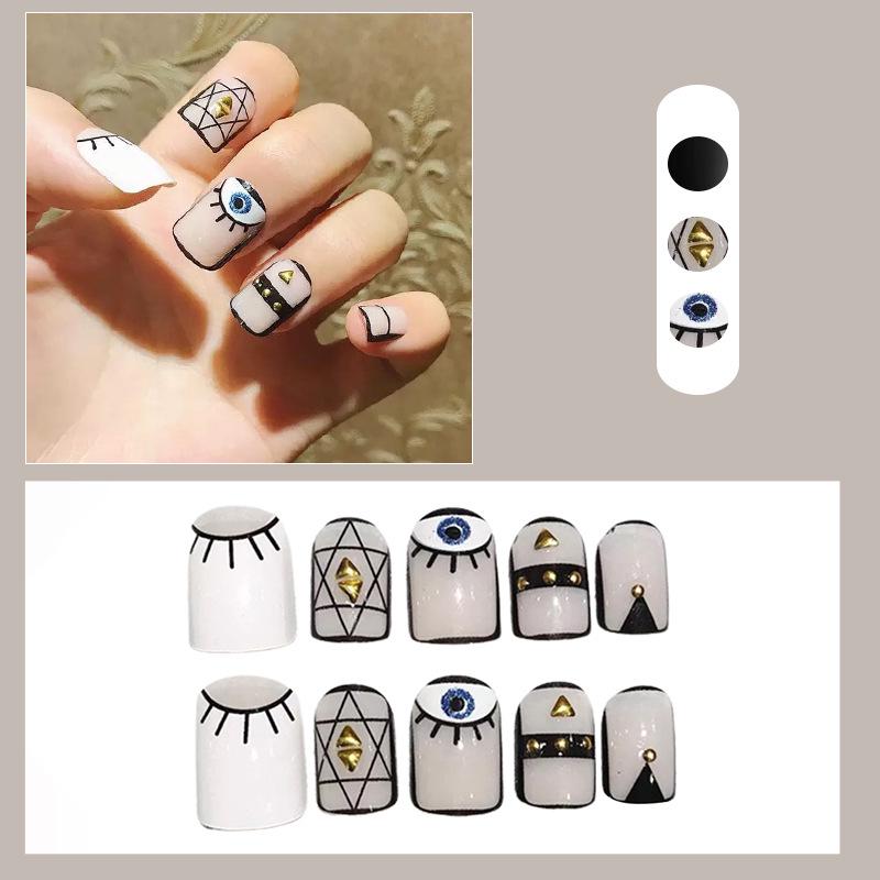 

Cross-border Evil Eye Studded Press-On Nails - Wearable, Removable, Finished Nail Art