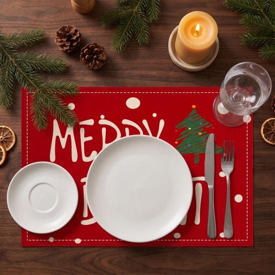 Winter Theme Table Settings Christmas Snowman Placemat, Festive Dining 11.8" x 17.7" Washable Reusable Stain Resistant Mats Fabric Place Mat,